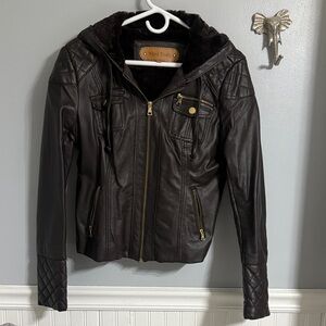 Women's Brown Faux Leather Jacket